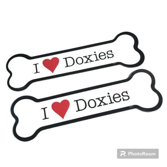 I Love Doxies Magnet Dachshund Dog Bone Car Magnets Refrigerator Doxie Lot of 2 - Picture 1 of 7